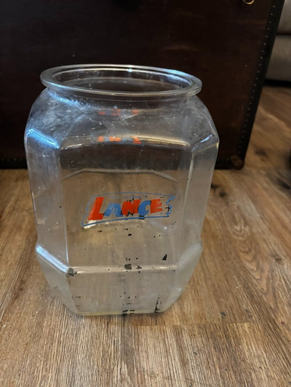Antique Lance Cookie Cracker Store Jar Large 8 sided no lid